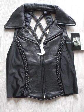 Lattice Back Leather Vest Halter